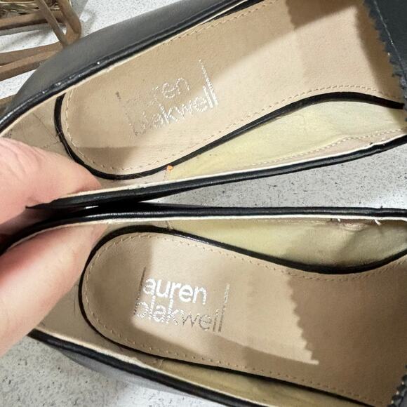 Lauren Blakwell 'Gwen' black leather pumps US 7M mid heel classic career basic - Picture 10 of 10